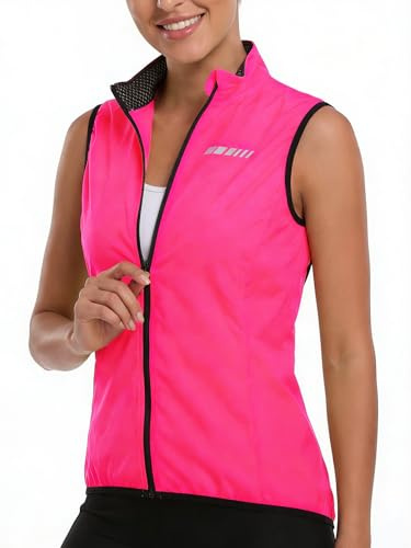 qualidyne Women's Windproof Cycling Vest, Full-Zip Bike Jacket with Pocket