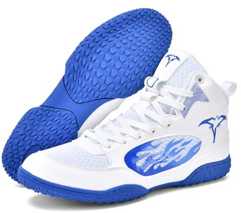 Hixingo Scarpe da Boxe Uomo Donna 38-46, Stivaletti da Wrestling Uomo Donna con Suole in Gomma Antiscivolo Leggero e Traspirante per Allenamento di Fitness (YK16 Bianco,39)