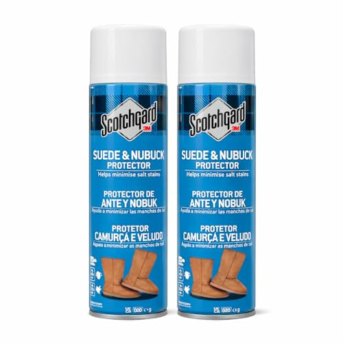 Scotchgard Suede & Nubuck Protector, 2 Cans x 400ml each - Water Repellent Spray, Helps Minimize Salt Stains - For Boots, Shoes, Coats, Gloves & More