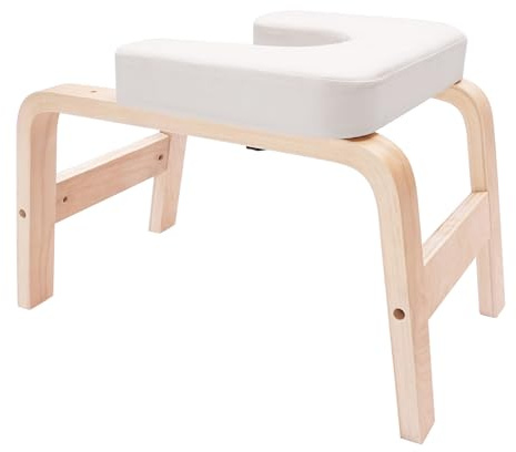 Netcoin Yoga Headstand Bench, Yoga Inversion Chair for Family Gym, Headstand Trainer with Wood Frame & PU Pad, Stand Yoga Stool for Strength Balance Training, Relieve Fatigue, 300 lbs