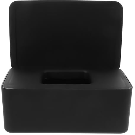 HOMOCONO Schwarze Feuchttücherbox mit robustem Kunststoff, praktischem Spendesystem und stilvollem Design für Wohn und Arbeitsräume