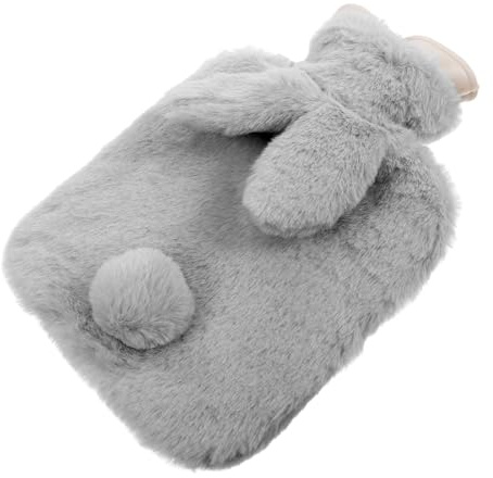 SWOOMEY Bolsa de Agua Caliente de 500ml con Cubierta de Felpa Suave en Forma de Conejo, Calentador Multifuncional para Manos y Abdomen en Temporada de Invierno