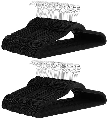 Amazon Basics smala och halkfria klädhängare för skjortor/kostym/kostym, 100-pack, svart