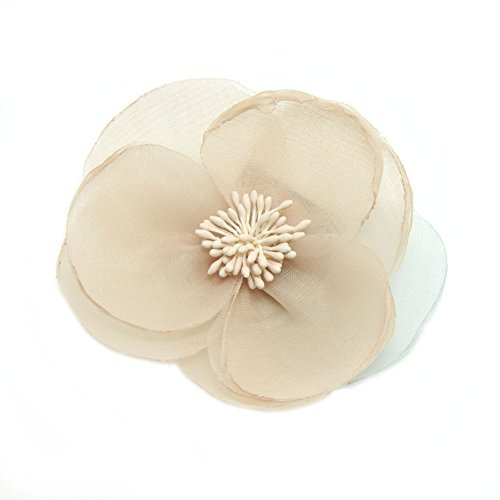 Meilliwish Neu Stil Elegant Seidenstoff Schön Blume Haargreifer Clip Haarnadel für Frauen Mädchen 1 Stück(A93)(Khaki)