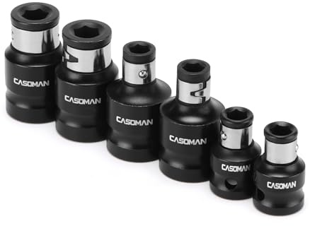 CASOMAN 6-teiliges Bit-Sockel-Adapter-Set, -1/4 Sechskant x 3/8 Antrieb, 5/16 Sechskant x 1/2 Antrieb, 1/4 Zoll Dr.Hex Power Bit-Halter & 5/16 1/4-Zoll Dr. Hex Power Bit-Halter-Set