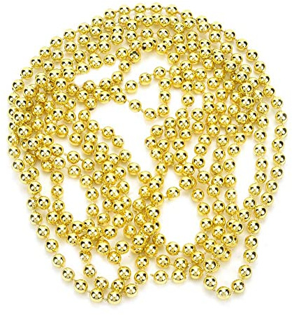 Pearl Garland 2.7 m Cuttable Gold Beaded Trim Decor | Acrylic resin beads, wedding centerpiece and curtain decor, DIY crafts ribbon chain, lampshade and tablecloth use