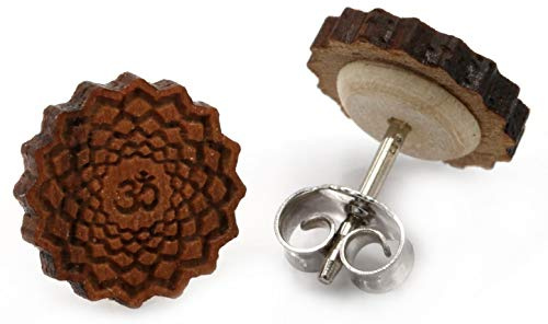 Miriquidi Holz Ohrstecker Silber 925 Sterling 11mm Paar