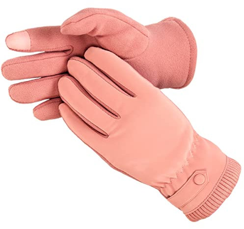 Kingmate Thermo Handschuhe Damen Winter Outdoor Fahrradhandschuhe, Warm Fleece in den Laufhandschuhe mit Touchscreen-Funktion, Farbe: Rosa