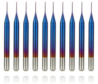 10pcs Fresa a cono Carburo di tungsteno, Frese a candela Frese per router di CNC, Carburo a grana ultra fine, Fresa per intaglio con fresa CNC Fresa rivestita blu per macchina per incisione PCB(0.6mm)