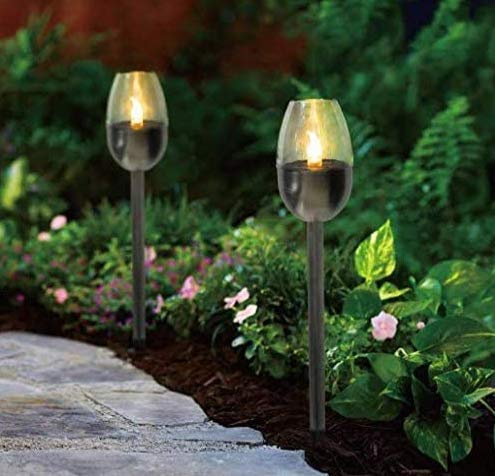 Garden Mile 6 x Flickering Solar Torch Lights with LED Flame Effect Waterproof Garden Stakes for Outdoor Yard Pathway Driveway Porch Patio Landscape Lawn Security Lighting Decor