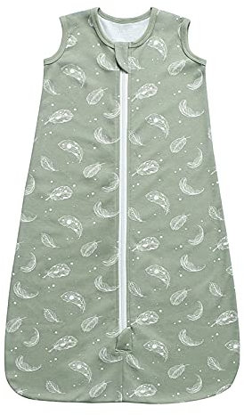 Owlivia Bio-Baumwolle Baby Schlafsack 0.5 Tog Jungen Mädchen Schlafsack, Tragbare Baby-Decke mit 2-Wege-Reißverschluss (Federgrün, 12-18 Monate)