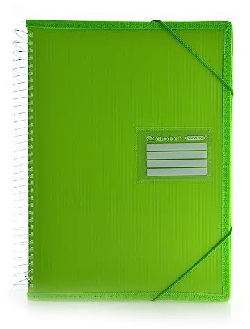 Office Box Ultraglas-Hüllenmappe mit 360-Grad-Spirale und verstärkten Kanten, ID, Indikatoren, starrer Deckel und Gummibandverschluss, 100 % recycelbar von Office Box (Grün, A4-20 Hüllen)