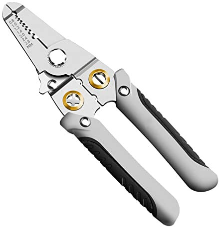Multifunction Wire Stripper, Stainless Steel Electrical Stripping Tool, Cable Stripping Cutting and Crimping for Electricians and DIY