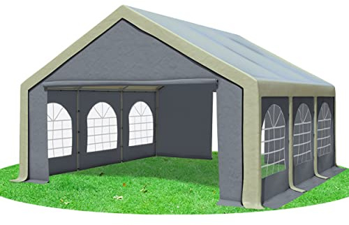 Stabilezelte Partyzelt 5x6m Modular Professional PVC 500 g/m² mit Fenster BRAUN GRAU