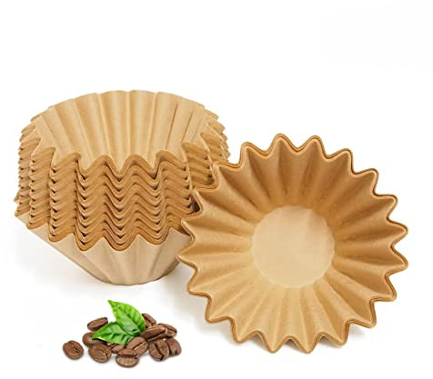 MUCXNIIY 2-5 Cup Coffee Filters, Pack of 100 Unbleached Coffee Filters 5 Cup, Thicken Natural Coffee Filter Basket for Commercial, Home Coffee Maker, Pour Over Coffee Kit (Brown, W02)