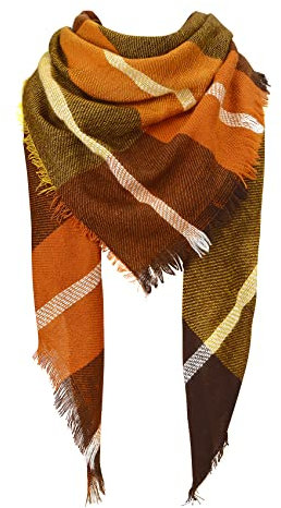 Durio Halstuch Tuch Dreieckstuch Damen Herbstschal Dünn Schal Weich Deckenschal Tuch Elegant Mit Fransen A37-Orange Einheitsgröße