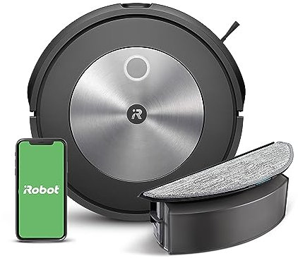 iRobot Roomba Combo J5 Robot Vacuum Cleaner & Mop - Identifies and Avoids Obstacles such as Pet Droppings & Cables, Cleaning by Room with Smart Mapping, Works with Alexa, Ideal for Pet Hair, Roomba