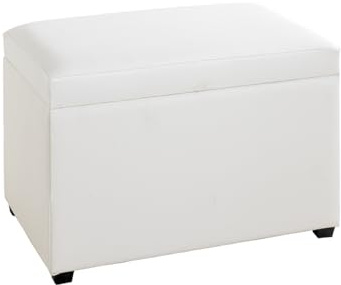 HAKU Cassapanca per sedili bianco, Finta pelle, MDF - Dim. L 58 cm x A 42 cm x P 39 cm, Stile Moderno