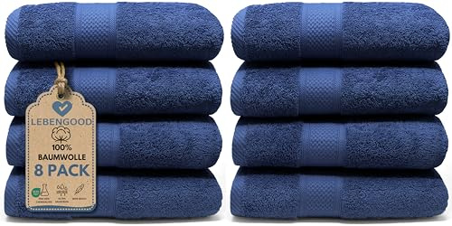 LEBENGOOD Handtücher Set, 8 Handtücher 50x90 aus Baumwolle - 100% Oeko-TEX®, Handtuch, Gästehandtücher, Badetuch, Badetücher, Duschtuch, Duschhandtuch, Badehandtuch, Duschtücher. (8 50X90 Azulon)