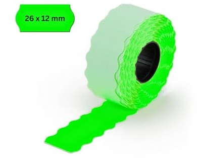 POKORNYS – 3 000 självhäftande etiketter för prismärkare (grön/26 x 12 mm) I avtagbar I märkning med pris, datum ... I prisetiketter för handmarkerare med vågkant