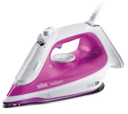 Braun Household TexStyle 5 SI5225 PU Dampfbügeleisen mit FreeGlide 3D Bügelsohle, Präzisionsspitze, Vertikaldampf, Anti-Tropf-System, 200 g/min Dampfstoß, 300ml-Tank, 2500W, Weiß/Violett