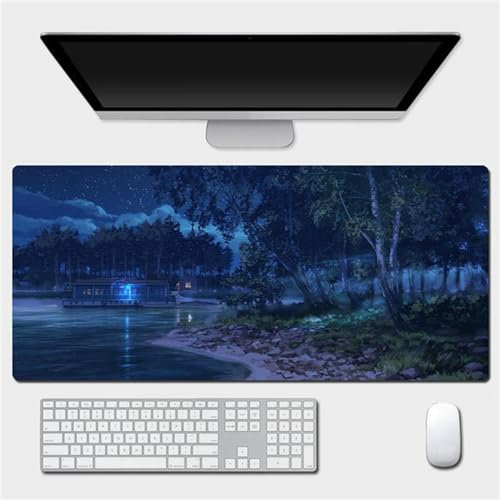 Gaming Mauspad 300x700x3mm,Nächtlicher Wald XXL Mousepad,rutschfest Tischunterlage Large Size Groß,verbessert Präzision und Geschwindigkeit,abwaschbar - für Heimbüro Maus und Tastatur