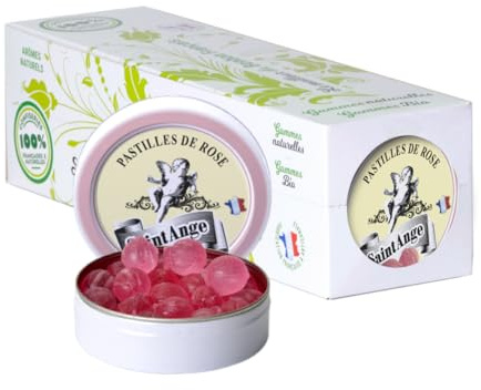 Lot de 10 boites Rose Pastilles Saint-Ange Bonbons Traditionnels 100% Français Rose
