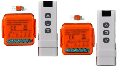 Interruttore Tapparelle WiFi, con Telecomandi RF e Modulo Ricevitore, Controllo Tapparelle Elettriche per Tende e Persiane, 433MHz Modulo Comando Timer, Smart Life Dispositivi (2)