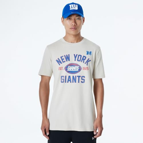 NEW YORK GIANTS New Era Cap NFL Regular T-Shirt Distressed Screenprint Team Graphic Stone Unisex