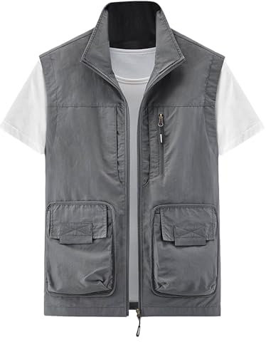 Beokeuioe Fahrrad Weste Damen Anglerweste Windweste Herren Herren Damen Sommer Jacke Leicht Atmungsaktiv Laufweste Herren Damen Arbeitsweste Outdoor Jagdweste Mit Taschen