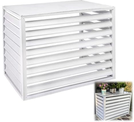 Aluminium-Klimaanlagen-Schutzabdeckungen, AC-Sichtschutzzaun für Außengeräte, verdickter, versteckter Klimaanlagen-Bildschirm, Weiß (110 x 60 x 80 cm)