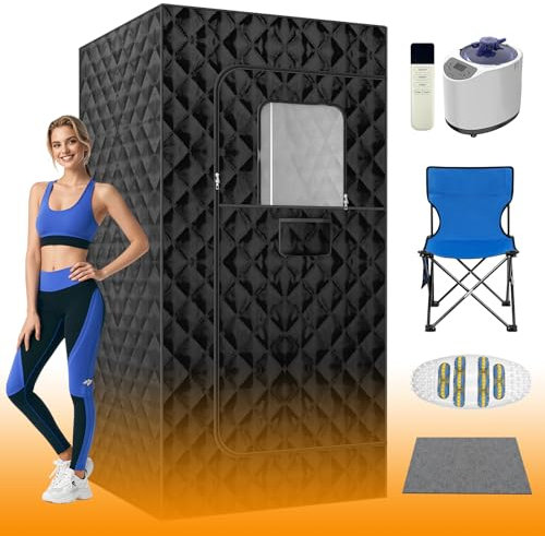 MXMZHXU Portable Steam Sauna, Home Sauna with 3L 1200W Steamer, Remote Control, Personal Full Body Sauna Pod for Home, Gym, Garage