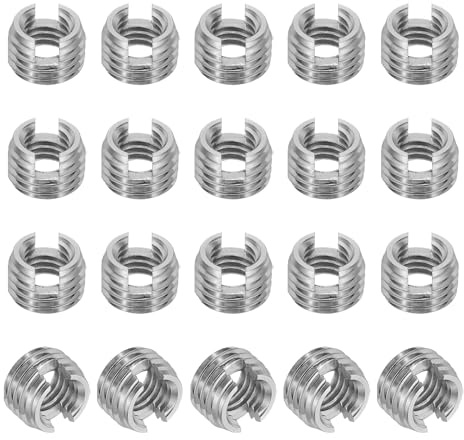PATIKIL Insert Fileté Auto-Taraudeurs, 20 Pcs M8 x M12 x 8mm Acier Inoxydable 303 Filetage Adaptateur Réducteur Vis à Fente Inserts de Réparation Écrous Manchon