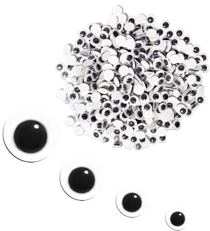 500 Stück Kulleraugen selbstklebend, Wackelaugen schwarz 6-12mm aufgeteilt in Box, Googly Eyes Klebeaugen für Kunsthandwerk, Scrapbooking, Kinderbasteln (500 Stück, Schwarz)