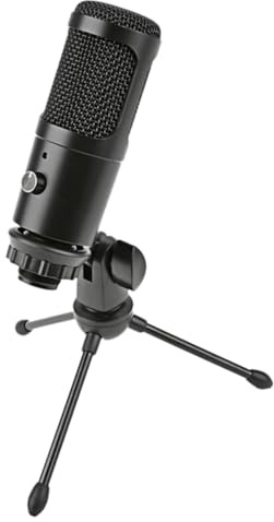 Hoement Microfono Condensatore USB per Conferenze Vocali Registrazione Audio Microfono da Ufficio con Controllo del Volume e Base Girevole per Studi di Registrazione e Stazioni Radio