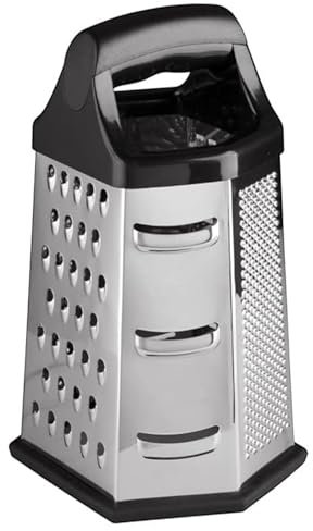 Grattugia per Formaggio Esagonale a 6 facce con base antiscivolo Affettatrice Grattugia multiuso acciaio inox per verdure e formaggi Carote Julienne, Taglia Verdure Multifunzione, Zester 5404337