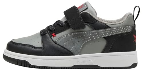 PUMA Rebound V6 LO MID 90S AC+ PS sneakers, Svart-Grå Echo-för All Time RÖD, 12 UK barn, Puma Black Gray Echo för All Time Red, 31 EU