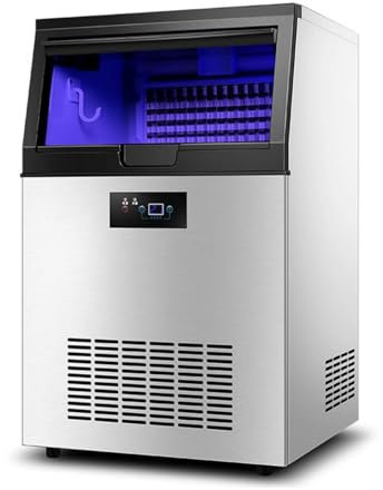 Máquina de Hielo Comerciales 60KG/24H Máquina para Hacer Hielo Industrial Panel de Control LCD Inteligente,para Cafeterías,Bares,Hoteles