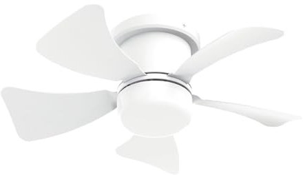 Bilake Ventilador de techo pequeño blanco oristan DC mini ventilador techo con mando y luz regulable, 3 colores de luz, 5 aspas, Ø40cm