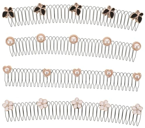 LRXIYODE 4pcs u Shape Invisible Hair Clips Pearl Rhinestone Flower Charms Hair Fixing Pins for Women Accessories