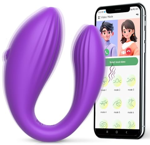 LZMYZ Doppeldildos Dildo Anal Vibrator mit 9 Vibrationsmodi Vibration Klitorisstimulator G-punkt Vagina Klitoris Anal Massage für Frauen mit APP, Vibrator Sex Spielzeug für die Frau(Lila)