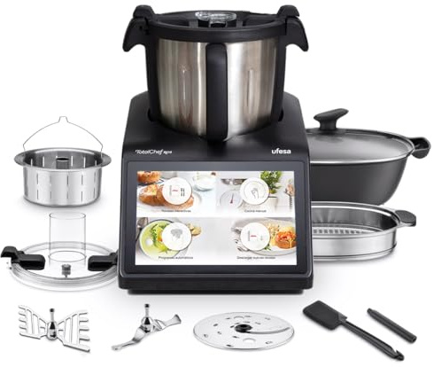 Ufesa TotalChef RK10 Robot Cocina Multifunción Inteligente, Pantalla Táctil 10, 30 Funciones, WIFI, Capacidad Máxima 4,5L con Asa, Capacidad Útil 3L, Interactiva, Báscula, 15 Programas, Accesorios