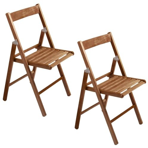 PALUPLUS 2 Sedie Pieghevoli in Legno di Faggio di colore Noce, Misura 42x40x78 cm, Sedia Richiudibile Salvaspazio con Seduta Comoda e Struttura Resistente, per Esterno ed Interno - 0702C