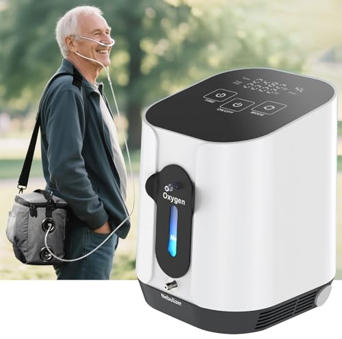 Mobil Sauerstoffkonzentrator, 1-4L/min, Konzentration 90% | Sauerstoffgerät für Zuhause, 24-Stunden-Zyklusarbeit, Sauerstoffgerät für Autos, Ausflüge und Reisen (Anleitung in Deutsch)
