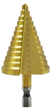 LOCKLGFMCZ Broca escalonada de 5-35 mm/6-35 mm HSS titanio, 13 pasos, for múltiples ranuras en espiral for perforación cónica agujeros, piezas herramientas eléctricas broca(6-35mm)