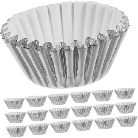 SAFIGLE 500 pezzi Mini Pirottini Muffin in Alluminio Spesso Argento Resistenti al Calore per Forno Pirottini per Cupcake e Mini Cheesecake per Feste Compleanni e Matrimoni