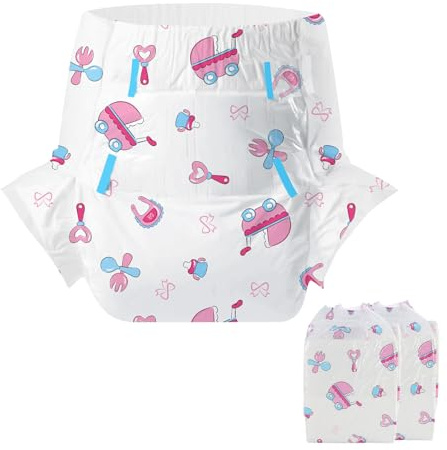 CutiePlusU Disposable Printed Nappies Sample Diaper 2 Pieces Incontinence Pads(Large 37-47)