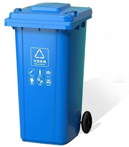 UCKYSU Contenedor Basura Plástico Exteriores Con Tapa Ruedas Reforzadas Cuerpo Grueso Móvil Industrial For Garaje Jardín(Blue,240L)