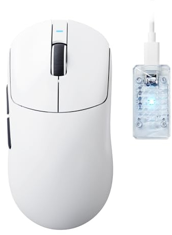 MAMBASNAKE X ATTACKSHARK X8ULTIMATE Souris De Jeu sans Fil-Blanc | Capteur PAW3950MAX, Échant 8K,Ultra-légère 59g,Pour Mains Moyennes/Grandes,BT/2,4G/USB-C,42000DPI,800mAh,Pilote Web