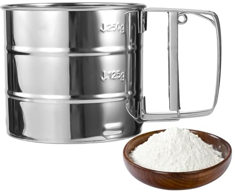 Tanxemery Tamizador De Harina Acero Inoxidable - Cedazo Rápido para Tamizar | Tamiz para Azúcar en Polvo,para Cernir Azúcar Café En Polvo Utensilio De Cocina Repostería